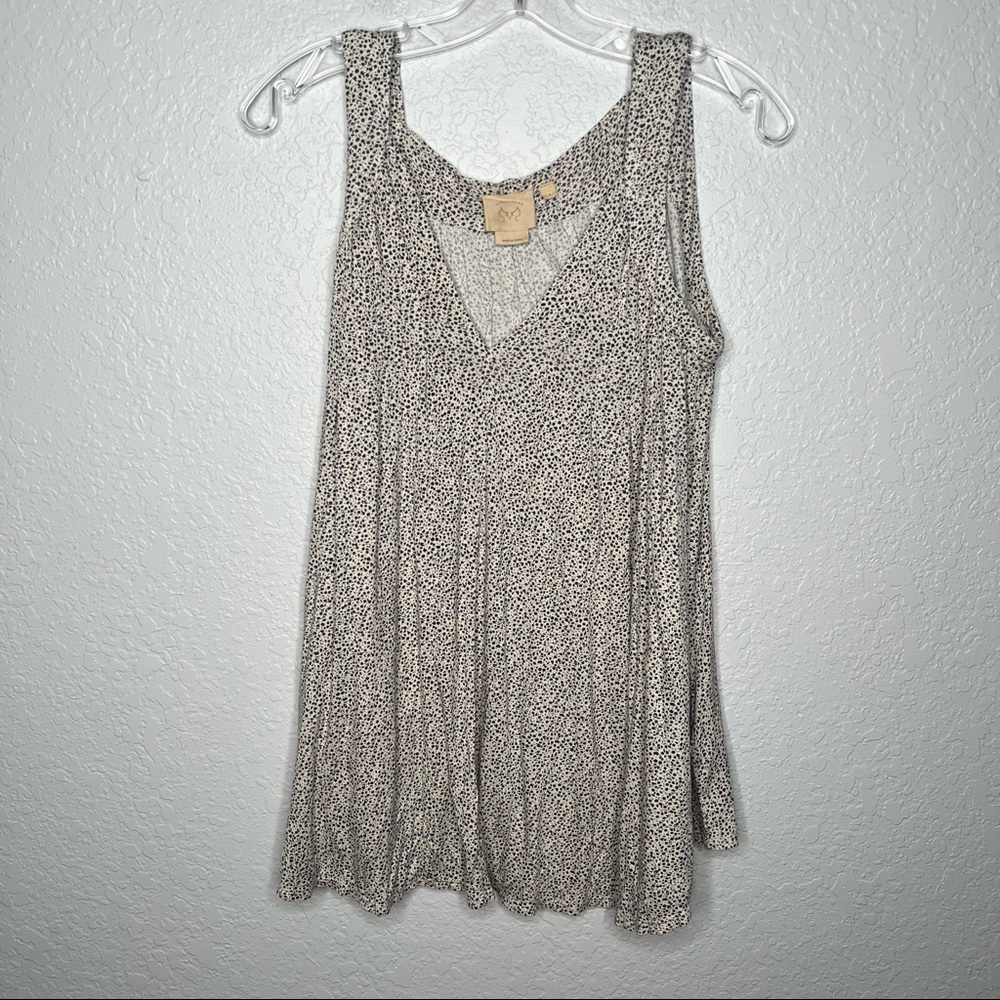 Anthropologie Vanessa Virginia Small Flowy Spotted Scoop Neck Tank Top Polka